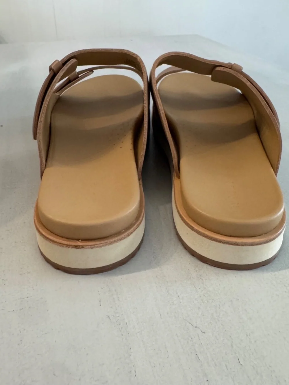 Nisolo Ella Go-To Flatform Slide Women's Almond Leather Sandals Sz 9 NIB - Picture 8 of 14